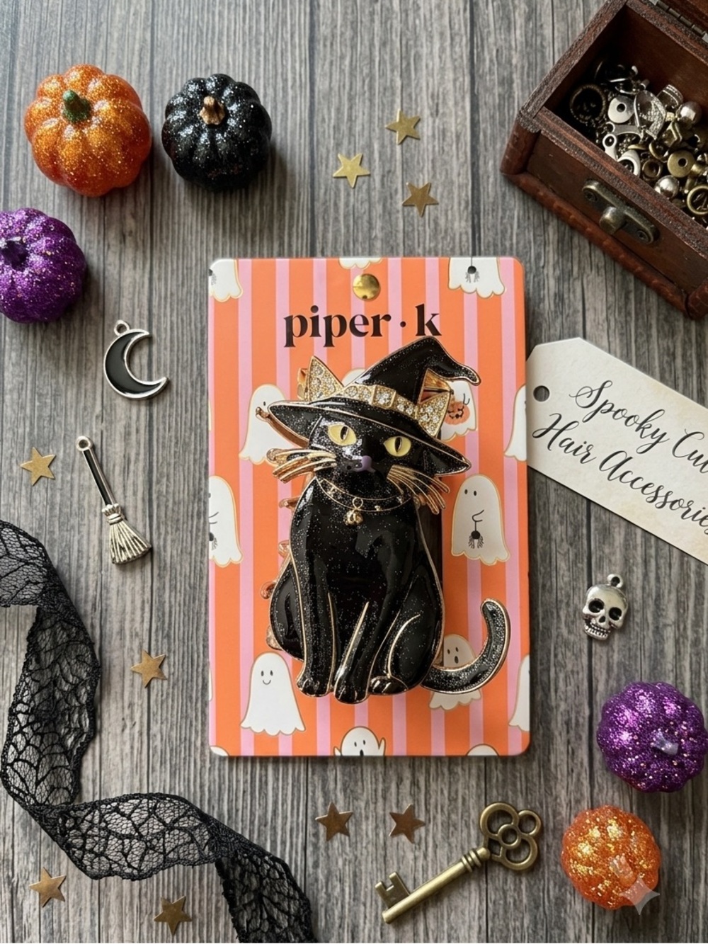 Piper K Black Cat Hair Clip Brand New 🐈‍⬛ Halloween hair clip gift for cat lover